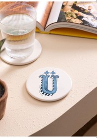 Resim The Mia Harf Bardak Altlığı Ü Beyaz 