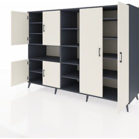 Resim Kronos Dolap 13 Raflı 6 Kapaklı 220x59x163 Antrasit-aytaşı/antras Antrasit-aytaşı/antrasit 