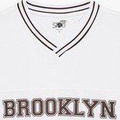 Resim Koton Oversize Kısa Kollu V Yaka Baskılı Spor Tişört Beyaz 5sam10165nk Beyaz 