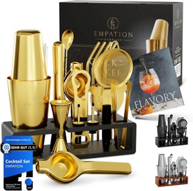 Resim Cocktail Set 825 ml Paslanmaz Çelik Boston Shaker, Stand ve Tarif Kitapçığı ile Profesyonel Set 