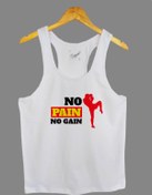 Resim Raf Coll Erkek Beyaz No Pain No Gain Dijital Baskılı Fitness Sporcu Atleti 