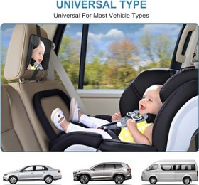 Resim Bebek Araba Aynası, 360° Döner, Kırılmaz, Geniş Görüş Alanı 