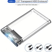 Resim Ultra Hızlı 6.35cm SATA'dan USB 3.1'e Kasa - Şeffaf, Dizüstü ve Masaüstü Bilgisayarlar için Alet Gerektirmeyen Kurulum, Mekanik ve Katı Hal Sürücülerini Destekler, Type-C, Taşınabilir, Harici Kutu 