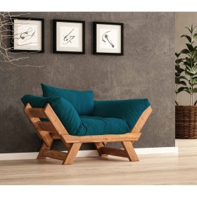 Resim Woodesk Adalar Masif Tik-Petrol Renk Berjer CPT8158-140 