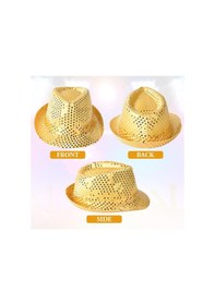 Resim Disko Star Altın Gold Payetli Fötr Şapka Yetişkin Boy - Dıgc-860256 18 