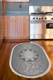 Resim Eko Trend Djt Banyo Paspası Yıkanabilir Kaymaz Taban 1448 Oval Osmanlı 1448-Trend-Banyo-Oval, Gümüş, 80 x 150 
