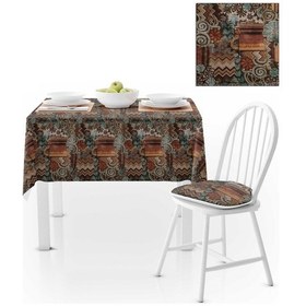 Resim Geometrik Desenli Renkli Kahve Çikolata Dijital Baskılı Süet Dokuma Runner Masa Örtüsü 140x260 