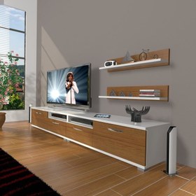 Resim Eko 220R Mdf Tv Ünitesi Tv Sehpası Beyaz Ceviz 