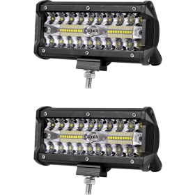 Resim 2x 7 Inç 120W Combo LED Işık Çubukları Iş Için Spot Taşkın Işın Offroad Boat Araba Traktör Kamyonu 4x4 Suv Atv 12V 24V (Yurt Dışından) 