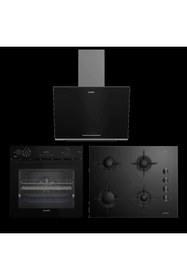 Resim Arçelik Yeni Siyah Üçlü Cam Seri Ankastre Set 