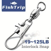 Resim 50 adet Interlock Snap Topu Rulman Döner Paslanmaz Çelik Çapraz Kilit Snap Sardunya Balıkçılık Bağlantı Noktası Tackle 