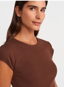 Resim Dilvin 31779 Bisiklet Yaka Basic T-shirt-açık Kahve Açık Kahve 