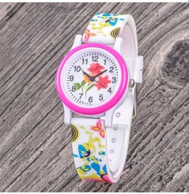 Resim Kız Çocuk Hediye Silikon Kordonlu Pembe Fuşya Renk Analog Kol Saati St-304346 