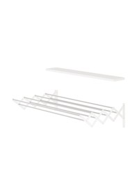 Resim Akordion 100cm 9 Gözlü Metal Gövde Çamaşır Kurutmalık Duvara Monte Katlanabilir Beyaz Beyaz 