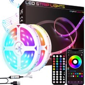 Resim NBBUFF 3-100 Feet Akıllı RGB LED Çizgi Işıklar - Müzik Sincan, Uygulama+Uzaktan Kumanda, Renk Değiştirme, Parlaklık Ayarları, Zamanlayıcı Fonksiyonu, Sahne Işığı, İç Mekan Dekoru ve Şenliklerde İdeal, Sahne Işığı | Renk Değiştirme Işıkları | USB Güçlü, LED Işıklar 