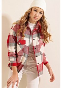 Resim Bigdart 3854 Ekose Desen Çift Cepli Gömlek - Nar 001 