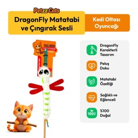 Resim PetzzCats DragonFly Matatabi ve Çıngırak Sesli Kedi Oltası Oyuncağı Beyaz 42 Cm 