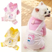 Resim Sevimli Karikatür Hayvan Baskılı Köpek Tulumu - Sarı Ördek Baskılı, Soğuk Hava Yürüyüşleri İçin Uygun, Ördek Pijamaları, Ayarlanabilir Tokalı Rahat Evcil Hayvan Giyimleri, Küçük, Orta ve Büyük Köpekler İçin Dört Bacaklı Evcil Hayvan Giyimleri 