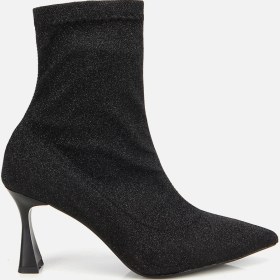 Resim Hotiç Kadın Siyah Simli Streç Fermuarlı Bilekte İnce Topuklu Bot 01boh314980a100 01boh314980a100 Siyah 