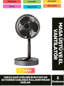 Resim Fantazer Kablosuz Sessiz Usb Şarjlı 3 Kademeli Hafif 1200mAh Pervaneli Taşınabilir Masa El Fanı Vantilatör 
