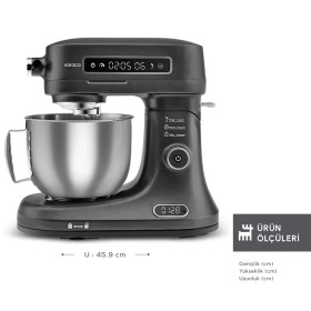 Resim Karaca Pro Artisan 1600W Zaman Ayarlı Tartılı Mutfak Şefi 5 lt Matte Black Özellikli Mikser 