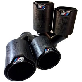 Resim 90 Mm. Sağ / Sol Takım Dual Çıkış Karbon Akrapoviç Msport Logolu Egzoz Eksoz Ucu 2 Adet 