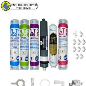 Resim Pemax Water Solutions Kapalı Kasa Su Arıtma Cihazlarına Uygun Sertifikalı 6lı Platinium Mebran Tat-B12 Alkali Set 