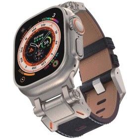 Resim Apple Watch 42mm Uyumlu Zore KRD-114 Metal Başlıklı Suni Deri Kordon Siyah 