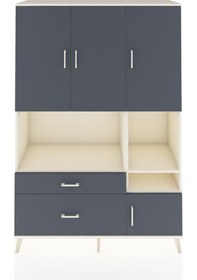 Resim Hyperion Dolap 7 Raflı 2 Çekmeceli 4 Kapaklı 132x44x195 Aytaşı-antrasit/antrasit Antrasıt/antrasıt 