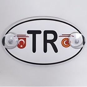 Resim HMNL TÜRKİYE TR Harfi Cam Süsü Pleksi Vantuzlu Arma Oval 