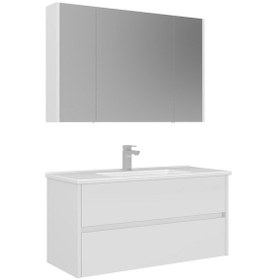 Resim Orka Arno 100 Cm Parlak Beyaz Çekmeceli Banyo Dolabı Takımı Beyaz 