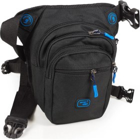 Resim İmaks Çok Gözlü Su Geçirmez Unisex Siyah Bel Bacak Omuz Motosiklet Kurye Çantası Bodybag Mavi Siyah 4962 