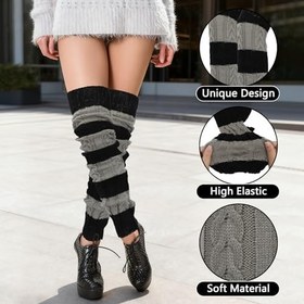Resim XEPST Kadın Uzun Kış Bacak Isıtıcı, Manşet, Kız Bacak Isıtıcı, Kadın Örgü Tığ İşi Nabız Isıtıcı Bacak Isıtıcı Çizme Kış Isıtıcı için Çizme Örtüsü, 27,5 inç 