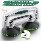 Resim Çiftli Cam Vantuzu Vakum Kollu Fayans Ahşap Tutucu Taşıma Araba Kaporta Göcük Çektirme 2'li Alüminyum 