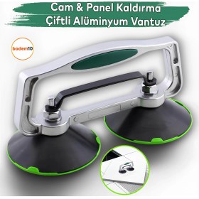 Resim Çiftli Cam Vantuzu Vakum Kollu Fayans Ahşap Tutucu Taşıma Araba Kaporta Göcük Çektirme 2'li Alüminyum 