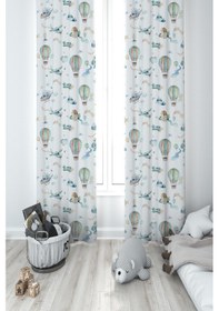 Resim Mekta Home Bebek Ve Çocuk Odası Soft Uçan Balonlar Desenli 2 Kanat Fon Perde 