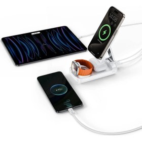 Resim Benks Kablosuz Şarj Standlı Powerbank Benks MP13 5in1 Dijital LED Göstergeli Katlanabilir 15W 10000MAH 