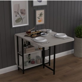 Resim Metal Ayaklı Katlanır Mutfak Masası Km-31 Kül Gri Gri 