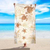 Resim Ekstra Büyük Mikrofiber Plaj Havlusu - Hafif, Hızlı Kuruyan, Tropikal Deniz Kaplumbağası Deseni, Yumuşak Polyester, Makine Yıkanabilir, Plaj, Kamp, Yüzme, Fitness için Çok Yönlü Havlu 