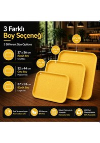 Resim 12 Adet Abs Servis Tepsisi Kaymaz Yüzeyli 37x53 Cm Sarı Renk Endüstriyel Kullanıma Uygun, Kırılmaz, Bpa Free 7 Renk Seçenekli 