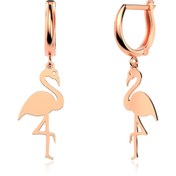 Resim Indigo Takı Sade Flamingo Rose Gümüş Küpe 