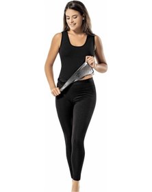 Resim Onlinegiyim Sauna Etkili Terleten Termal Tayt Atlet Takımsiyahl Siyah 