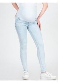 Resim Busa Hamile Esnek Karın Bantlı Beli Ayarlanabilir Skinny Kot Pantolon Buz Mavisi-buz Mavisi 
