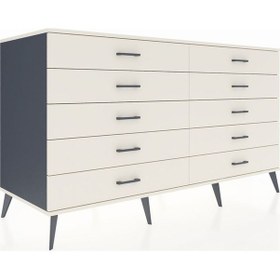 Resim Kronos Konsol 10 Çekmeceli 176x59x99 Antrasit-aytaşı Antrasit-aytaşı 