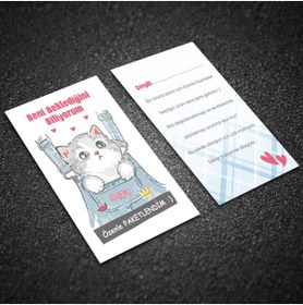Resim rprint Happy Cats Teşekkür Kartı 100 Adet 
