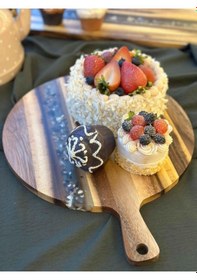 Resim Arow Kesme Tahtası Akasya Yuvarlak Tr-1126 Çok Renkli 