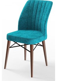 Resim Canisa Concept Arp Serisi Sabit Mutfak Masası Takımı 70x110 Beyaz Ceviz Masa 4 Turkuaz Sandalye Masa Beyaz/ Sandalyeler Turkuaz 