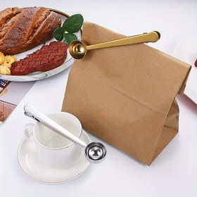 Resim 1 adet Paslanmaz Çelik Kahve Ölçü Kaşığı - Çok Fonksiyonlu Gıda Mühürleme Klipsi, Baharat Kaşığı, Toz Ölçü Kaşığı, Pişirme Ölçeği Aracı, Dondurma Kaşığı - Metal Kaşık, Pişirme Temelleri | Modern Mutfak Araçları | Dayanıklı Mutfak Eşyaları 