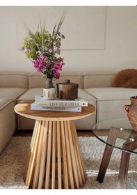 Resim Wood Wooden Mantar Yan Sehpa Mushroom Side Table 