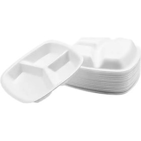 Resim 3 Gözlü Köpük Tabak 100 Adet Beyaz 